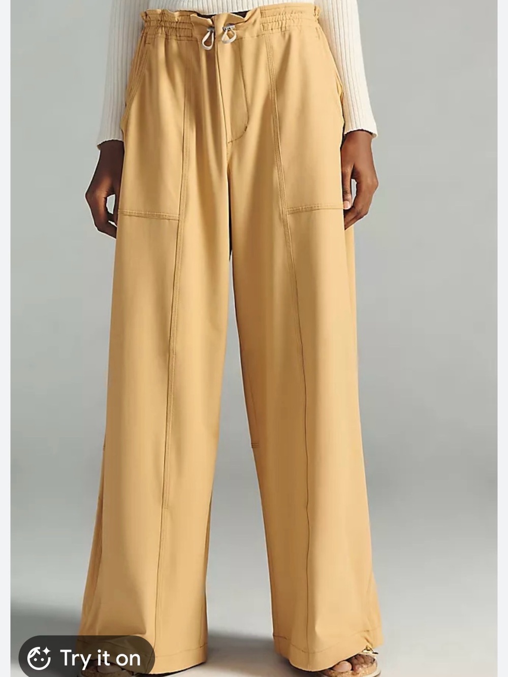 Anthropologie High-Rise Wide-Leg Pants in Mustard Yellow - Picture 3 of 9